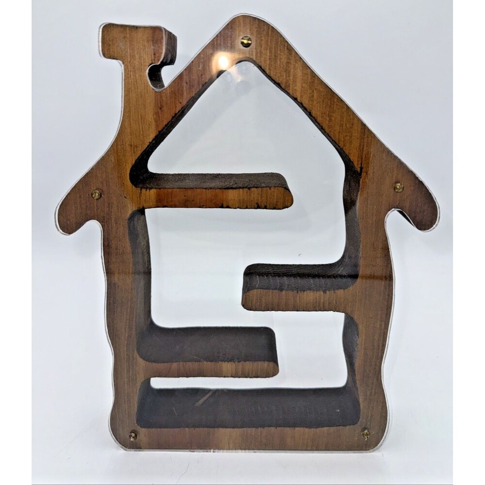 Wood & Acrylic House Shaped Display/Shadow Box Fairy House 10.5”x8.5”x1.75”